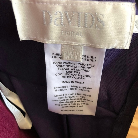 David's Bridal Long Mesh Dress with Cowl Back Detail Size 4 in Lapis - Picture 6 of 7